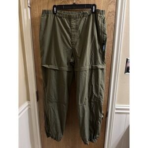 LL Bean No Fly Zone Olive Convertible Nylon Cargo Pants Women's Med Tall EUC